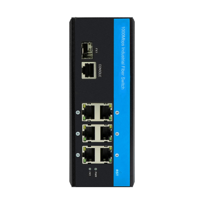 7 gehandhabtes Unterstützungs-CLI PortsNMP des Faser-Ethernet-Lärm-Schienen-Gigabit-Schalter-DC12V