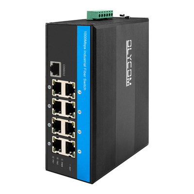 8 Port Managed DC48v Industrial Ethernet Switch Din Rail Gigabit für die Smart City