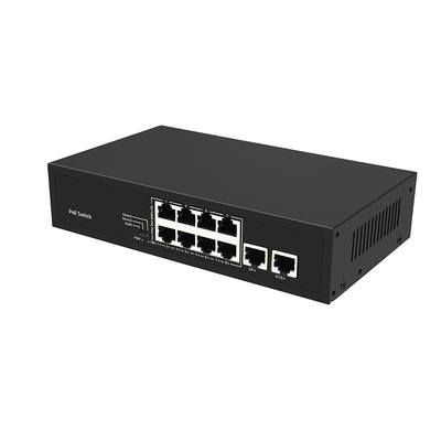 8 Port Fast Ethernet CCTV POE Switch mit 2 Gigabit Kupfer Uplink PoE Af/At 120W Budget