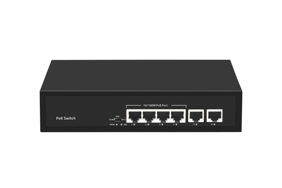 6 Port 10/100M Ethernet CCTV POE Switch Unterstützung PoE Af/At 120W Budget 2*10/100M Uplink-Ports