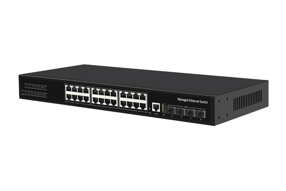 28 Port 10/100/1000Mbps verwalteter Ethernet CCTV POE Switch unterstützt PoE Af/At mit 4*10G SFP+