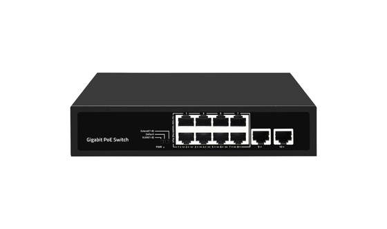 Netzwerk Unmanaged 10 Ports Gigabit Desktop POE Switch mit 8 Ports Poe DC52V Eingangsunterstützung Af/at