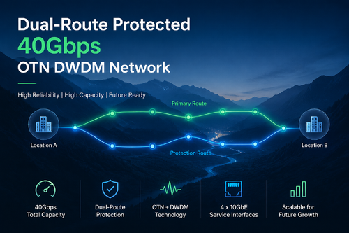 Aktueller Firmenfall über Dual-Route-geschütztes 40-Gbit/s-OTN-DWDM-Netzwerk