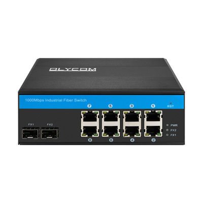 Qualität  48VDC DIN Rail Mounting Industrial Unmanaged POE Switch 8 Gigabit RJ45 Ports Fabrik