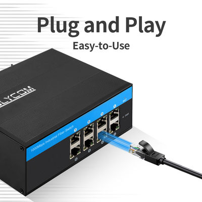 8 Port PoE Ethernet-Schalter Industrielles nicht verwaltetes Netzwerk 120W/240W DC48V IP40 bewertet