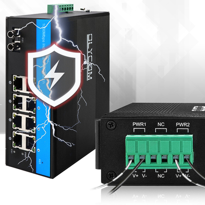 Industrieller PoE Managed Switch 8 Port ST Glasfaser Gigabit Netzwerk Unmanaged CE FCC IP40 zertifiziert
