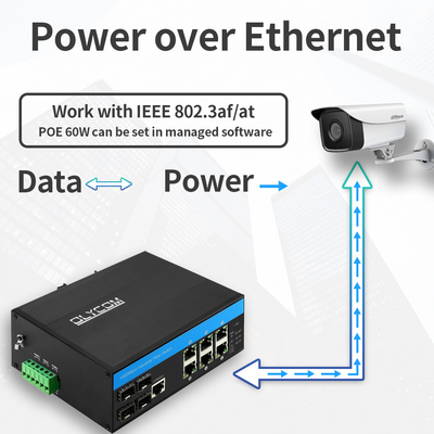 10 Port Industrial L2 Managed Switch PoE Gigabit Ethernet 15,4W 30W IP40 CE-bewertet