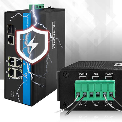 Industrieller intelligenter verwalteter Ethernet-Switch, 5-Port Gigabit-Netzwerk, SFP-Glasfaseranschlüsse, IP40-Schutzart