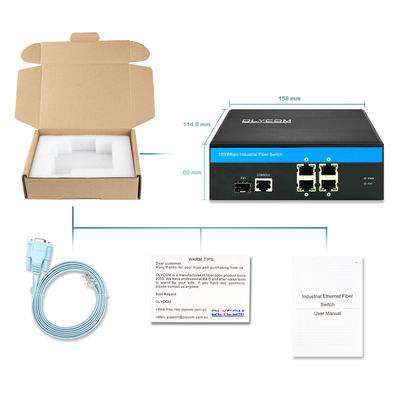 Industrieller intelligenter verwalteter Ethernet-Switch, 5-Port Gigabit-Netzwerk, SFP-Glasfaseranschlüsse, IP40-Schutzart