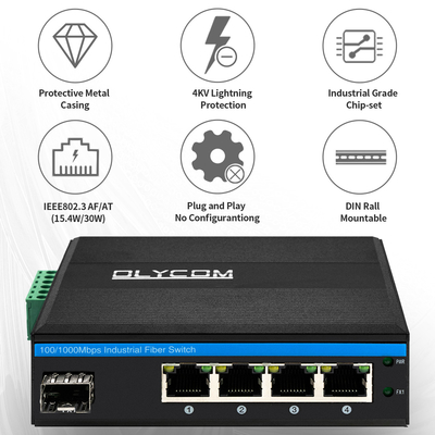 Sfp-Netz-Gigabit POE schaltet Energie über Ethernet 4+1 Häfen