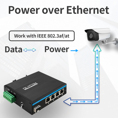5 Port SFP PoE Switch Gigabit-Netzwerk PoE/PoE+ 120W Budget DC48V Lüfterlos CE FCC
