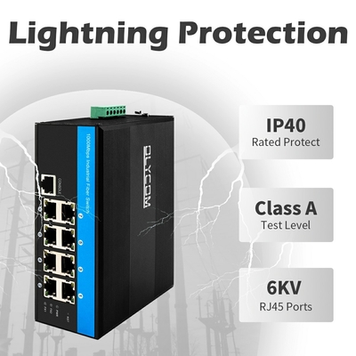 Industrial 8 Port Gigabit-Netzwerk POE-Schalter nicht verwaltet DC48V Eingang Ausgang 240W
