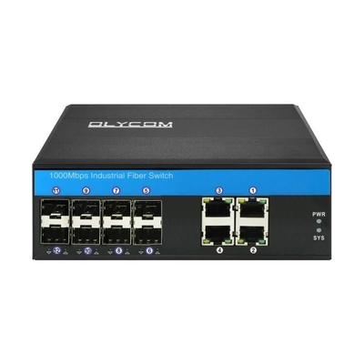 1G / 2,5G Industrial Managed 8 SFP Glasfaser-Switch mit 4 Ethernet-Ports IP40
