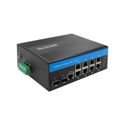 Industrielles Gigabit Ethernet L2 handhabte des Schalter-8 X Schlitz-Hutschiene-Berg IP40 Gigabit-der Hafen-2 X SFP mit Vlan Qos LACP STP