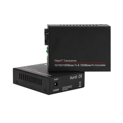 Mini-Einzelkern 100/1000M Medienkonverter nicht verwalteter Einzelmodus Schwarz CE DC5V