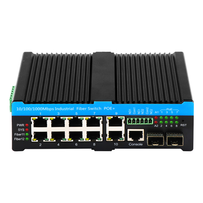 Schwarze Rechtssache 8 gehandhabter industrieller Ethernet-Portschalter POE Af/At/Bt mit 2 kombinierten Häfen