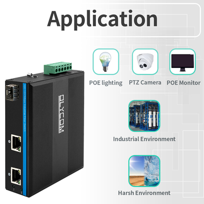 Gigabit 30W 60W PoE-Schalterverstärker Industrielle Qualität SFP-Fasern nicht verwaltet DC48V