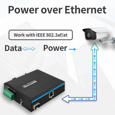Industrieller PoE-Medienwandler 15,4 W/30 W Leistung 100/1000 M Gigabit Ethernet SFP nicht verwaltet