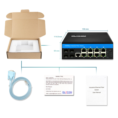 Industriell verwalteter PoE-Switch 8 Port L2 auf Basis von 240 Watt Budgetunterstützung 1G 2.5G Glasfaserring