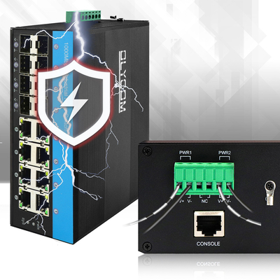 16 Port Gigabit Managed PoE Switch 802.3at Standard 8 optische SFP-Steckplätze 240 W Budget