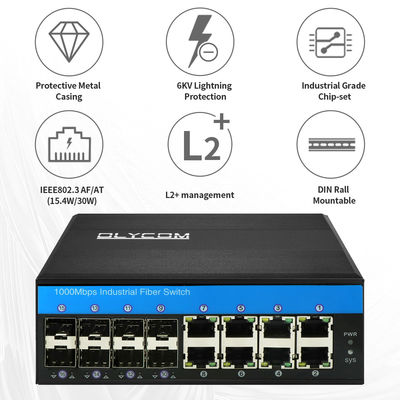 16 Port Industrial Smart Managed Fiber Switch 1G/2,5G Fiber ERPS STP MSTP RSTP