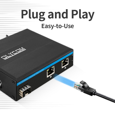 3 Ports Kompakter Gigabit-Ethernet-Schalter Verhärtet 100/1000M Faser Dual 24V Eingang