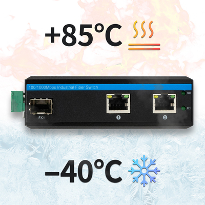 3 Ports Kompakter Gigabit-Ethernet-Schalter Verhärtet 100/1000M Faser Dual 24V Eingang