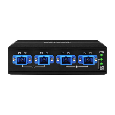 4 PORT OPTICAL BYPASS SWITCH SC/UPC CONNECTOR SIMPLEX 1310/1550NM DC24V DIN montiert