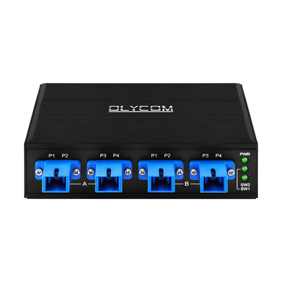 4 PORT OPTICAL BYPASS SWITCH SC/UPC CONNECTOR SIMPLEX 1310/1550NM DC24V DIN montiert