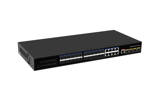 DC12V 8A 10GSFP L3 Gigabit verwaltetes Ethernet SFP Fiber Switch 24 Port 128Gbps Wechselstrom 100~240V