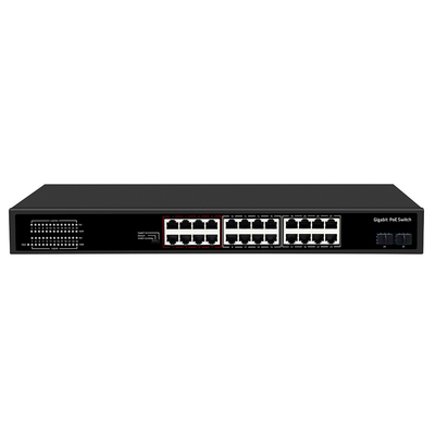 24 Port CCTV PoE Schalter Gigabit-Netzwerk SFP Optical Uplink Unmanaged 300W Budget