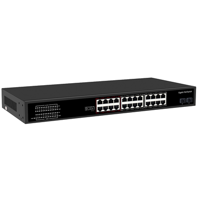 24 Port CCTV PoE Schalter Gigabit-Netzwerk SFP Optical Uplink Unmanaged 300W Budget