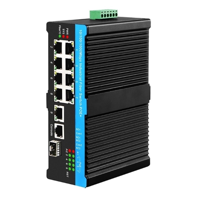 8 Port Gigabit BT PoE Managed Switch mit 1 SFP / Kupfer-Uplink 480W Budget Din Typ