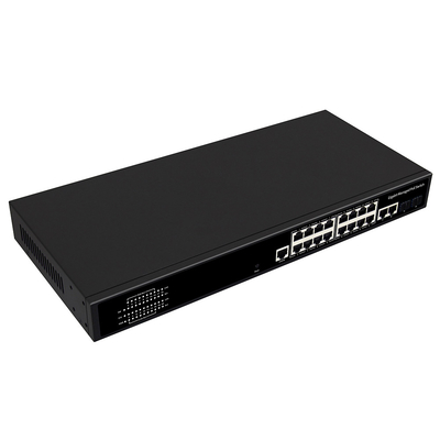 16 Port Gigabit Managed PoE Switch 1U Rack 300W mit 2 SFP/RJ45 Uplink