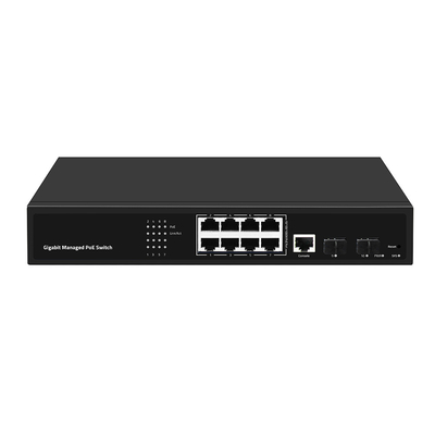 8 Port PoE Vlan Managed Gigabit Fiber Switch Realtek Chip 120W Budget Wechselstrom Eingang