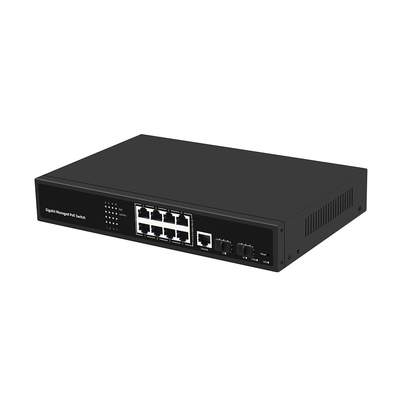 8 Port PoE Vlan Managed Gigabit Fiber Switch Realtek Chip 120W Budget Wechselstrom Eingang