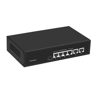 Fast Ethernet CCTV PoE Switch 4 Ports mit 2 Kupfer-Uplinks, 55W Leistungsbudget, AC-Eingang