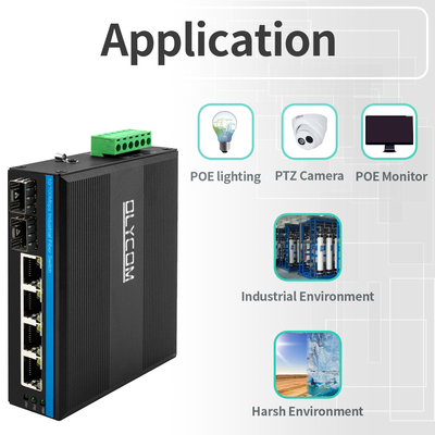 6 Anschlüsse für Industrie-Poe-Schalter 10/100M nicht verwaltet 2 Glasfaser 4 Ethernet-Schalter