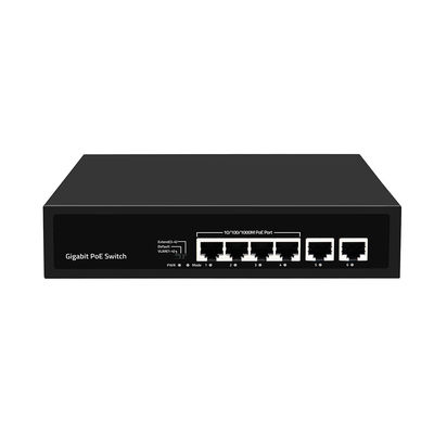 6 Port Gigabit PoE Switch 250 Meter Erweiterung VLAN 60W Leistungsbudget 220V Eingang