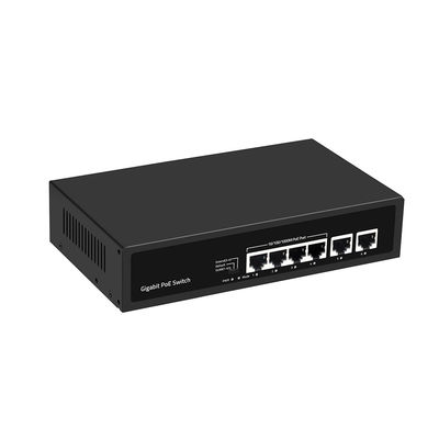 6 Port Gigabit PoE Switch 250 Meter Erweiterung VLAN 60W Leistungsbudget 220V Eingang