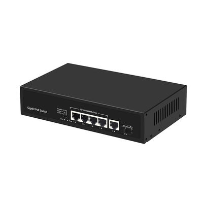 4-Port Gigabit Glasfaser-Switch PoE Af/At 60W mit 1 SFP/Kupfer-Uplink, gewerbetauglich, CE
