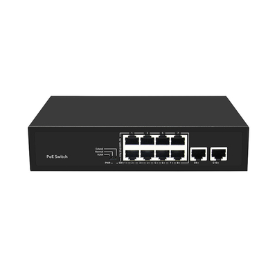 8 Anschlüsse CCTV POE Schalter Fast Ethernet mit 2 Gigabit Kupfer Uplink PoE Af/At 120W Budget