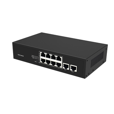 8 Anschlüsse CCTV POE Schalter Fast Ethernet mit 2 Gigabit Kupfer Uplink PoE Af/At 120W Budget