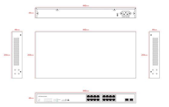 18 Port Desktop 2.5 Gigabit Unmanaged Switch mit 16*2,5g RJ45+2*10G SFP