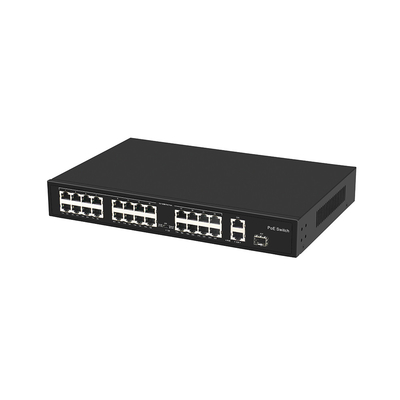 24 Port-Fiber-Optic-Ethernet-Switch 10/100M 300W Budget 802.3at Konform
