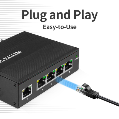 Industrielle nicht verwaltete Poe-Schalter 5 Port Gigabit-Netzwerk 15.4W/30W Standard 120W Din Rail