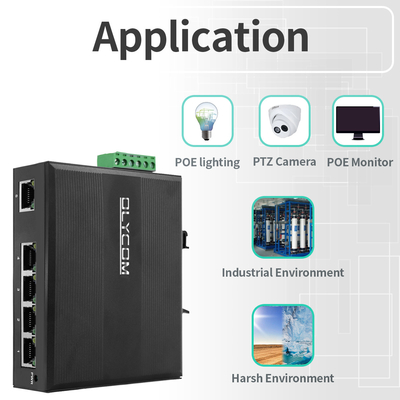 Industrielle nicht verwaltete Poe-Schalter 5 Port Gigabit-Netzwerk 15.4W/30W Standard 120W Din Rail