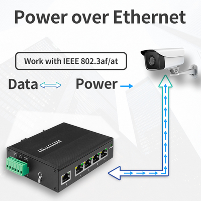 Industrielle nicht verwaltete Poe-Schalter 5 Port Gigabit-Netzwerk 15.4W/30W Standard 120W Din Rail