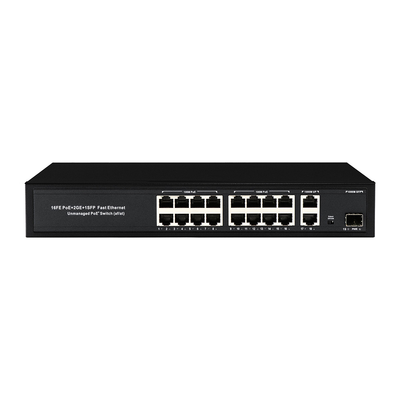 OEM/ODM 16 Port 10/100mbps PoE-Switch mit Gigabit-Uplink 1SFP-Port 300W eingebaute Leistung