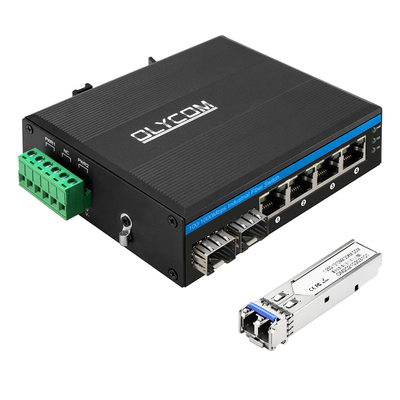 6-Port-Industrielle Netzwerk-Schalter mit 2 Fasern und 4 Auto-MDI/MDIX RJ45-Ports